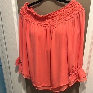 Women's Coral Off-Shoulder Top